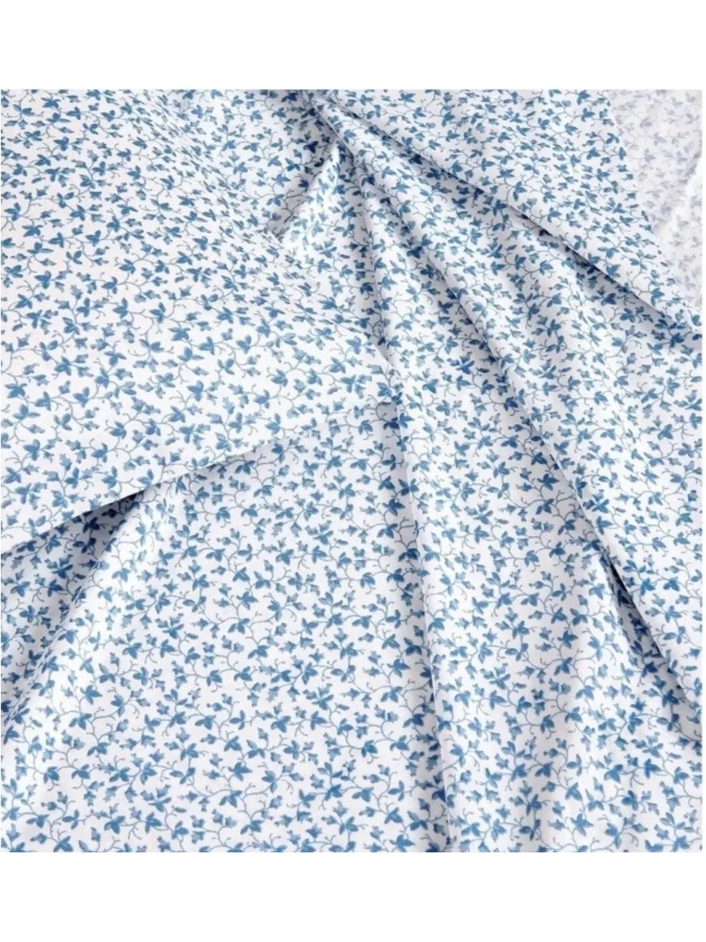 Laura Ashley Queen Sheet Set NWT Blue White Floral Vine 100% Cotton Sateen 300TC